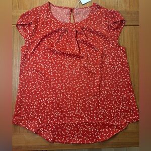 Rust Floral Patterned Women's Top